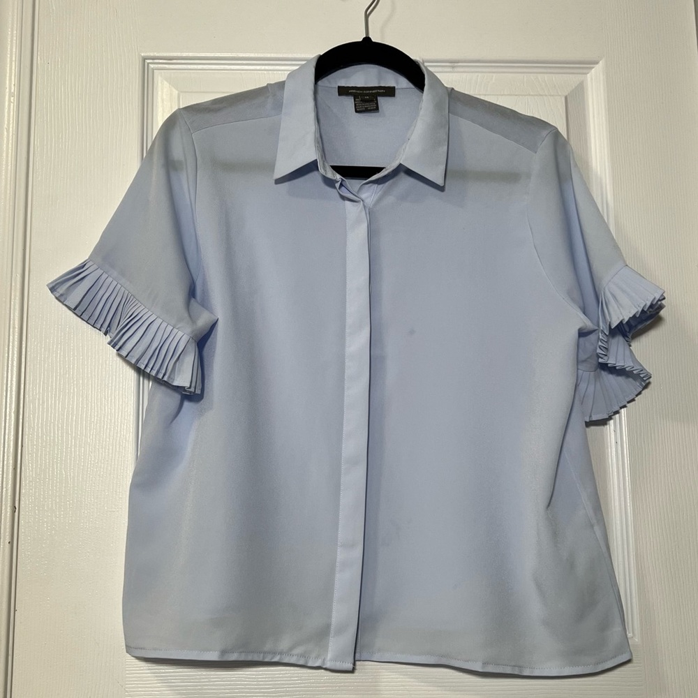 French Connection Pleated Sleeve Blouse